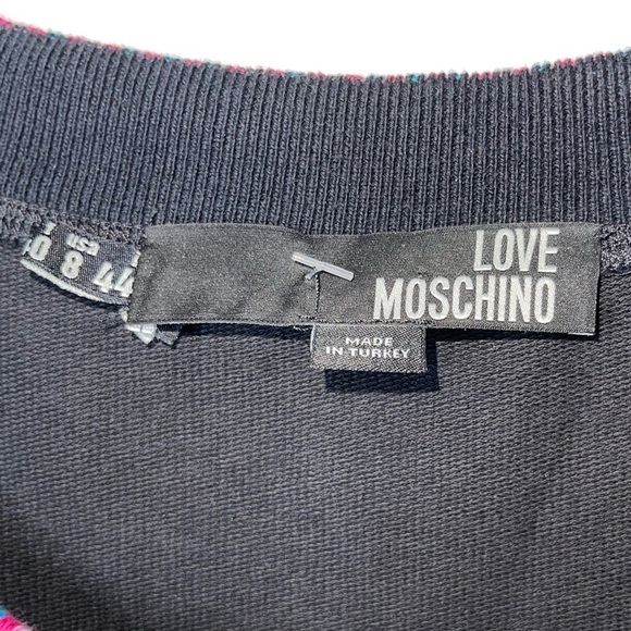 LOVE MOSCHINO Black Aztec Printed Trim T Shirt Mini Dress Size 8 - Picture 5 of 6